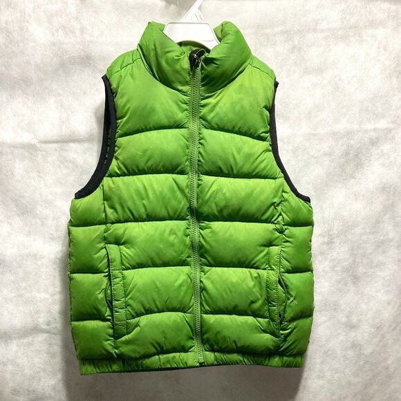 GAP Kids Bright Neon Green Zippered Puffer Jacket Vest Unisex Small - Picture 4 of 14